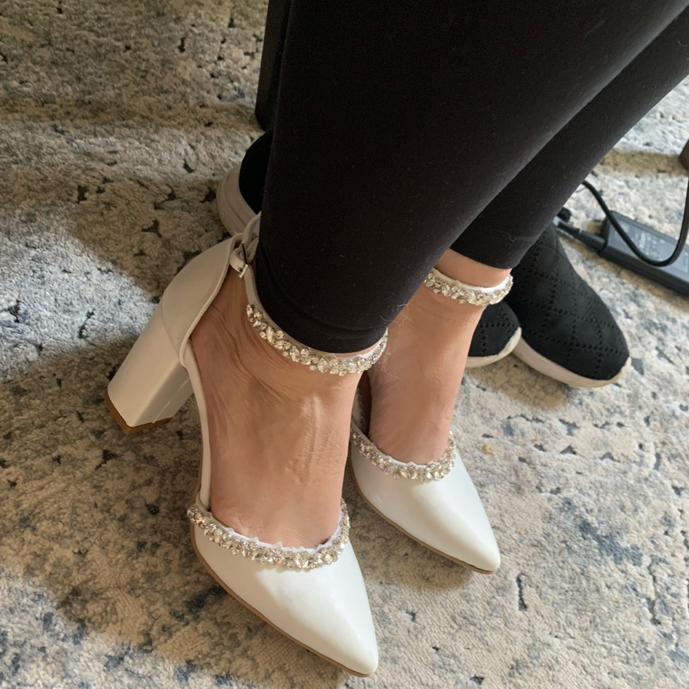 Cute custom ivory wedding shoes!